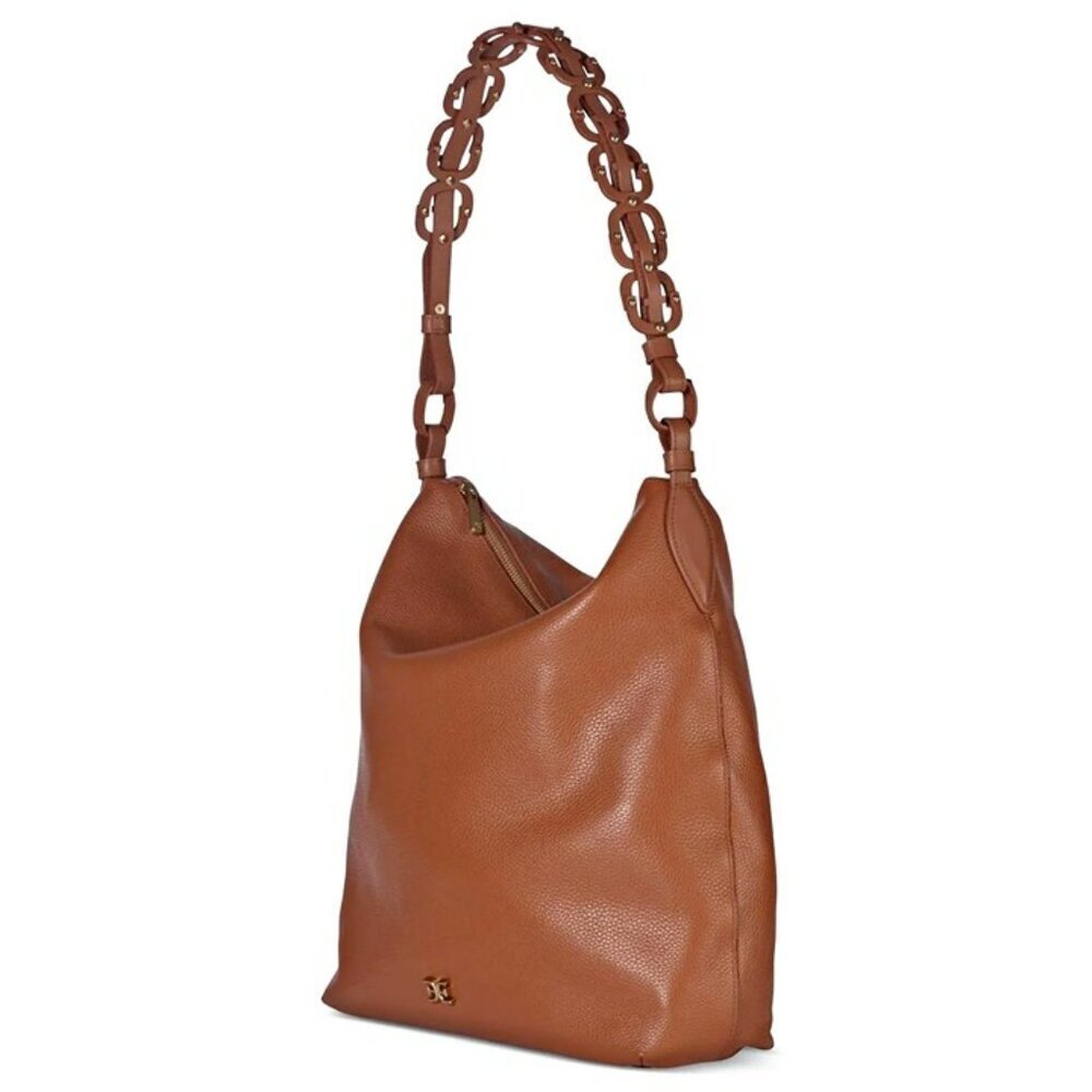 Sam Edelman Bay Large Leather Chainlink Hobo in Caramel (MSRP $345)